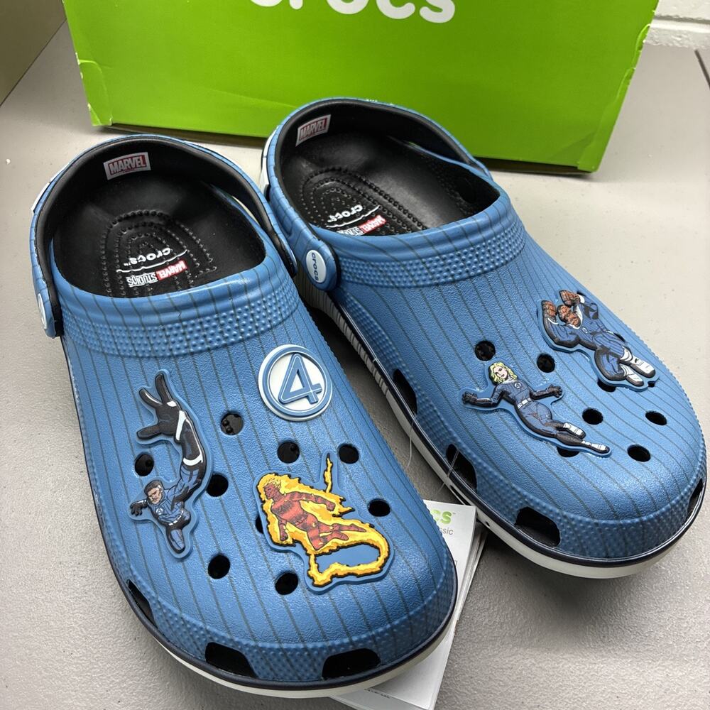 Crocs Marvel Fantastic 4 Classic Clog Blue Pinstripe Mens Size 10 211481-90H NEW